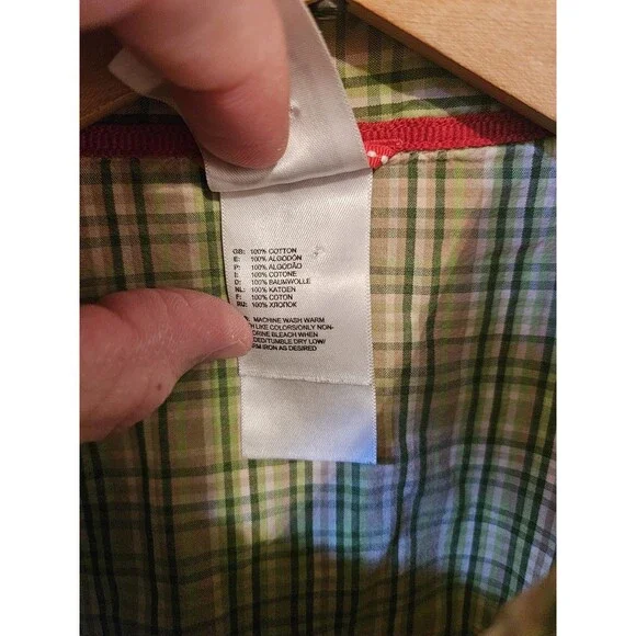 The North Face Casual Shirt Mens Large Green Check Button Up Chest Pocket - Picture 7 of 9